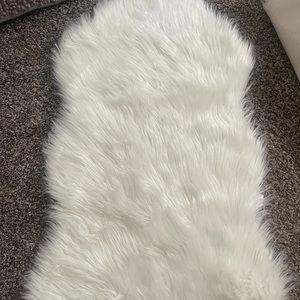 White fuzzy abstract shape rug